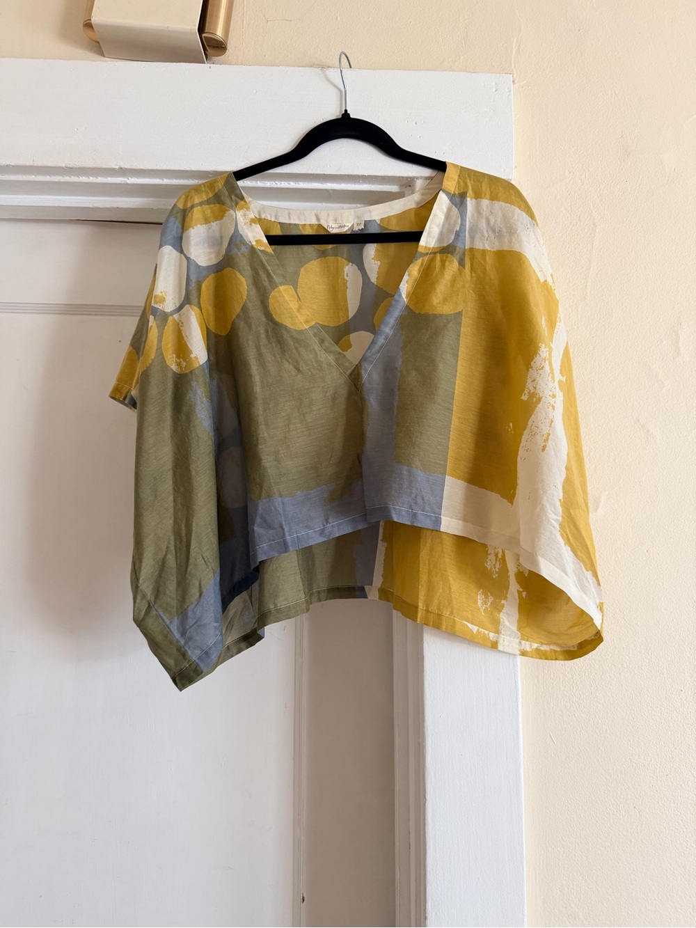 PilgrimWaters Handprinted Cotton Silk Cropped Boxy Top One Size